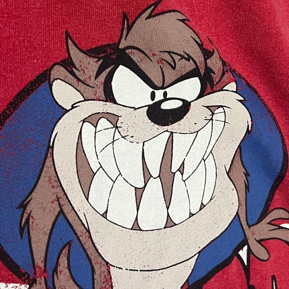 🔥 TASMANIAN DEVIL “TAZ” NEW YORK CREWNECK Red Y2K Sweatshirt Women Sz Med - EUC - Picture 5 of 9